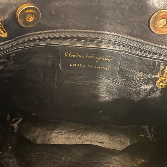 Salvatore Ferragamo 90's vintage Black Leather Crossbody Bag with Gold Accent - Picture 9 of 10
